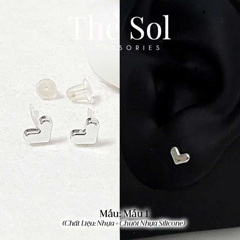  [SHOPEE] Bông Tai Nhựa Nhiều Mẫu Chuôi Su - Màu Bạc 