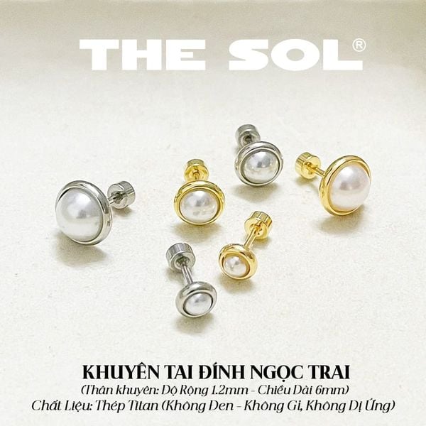  Khuyên Tai Titan Unisex Circle Pearl - [1 CHIẾC] 