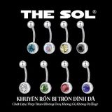  Khuyên Rốn Titan Unisex Bi Tròn Đính Đá 