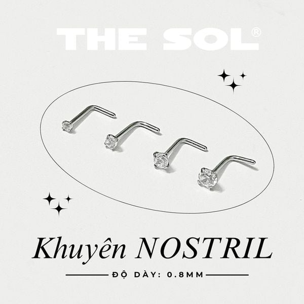 Khuyên Mũi Titan Unisex NOSTRIL Chân L Đính Đá 