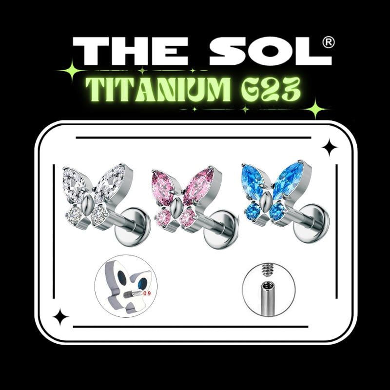  Khuyên Tai TITANIUM G23 Colorful Butterfly 