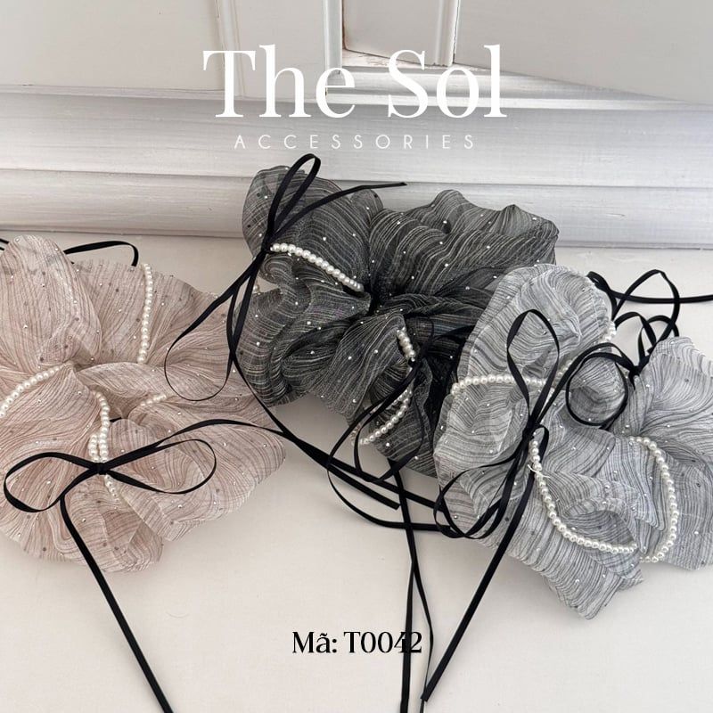  Cột Tóc Scrunchies Ribbon Bling 