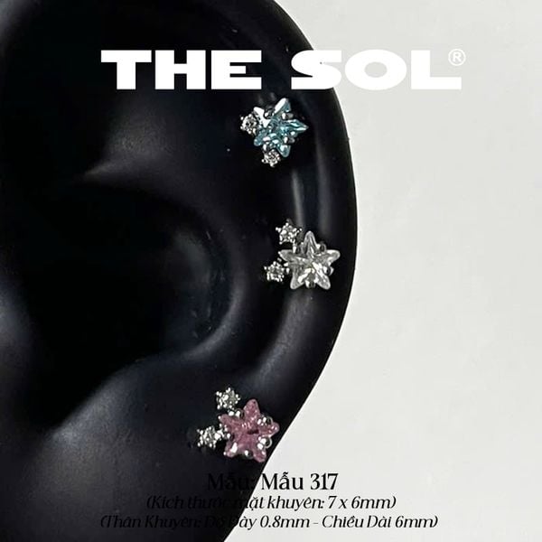  Khuyên Tai Thép Xi Mạ Bling Colour Star - Mẫu 317 