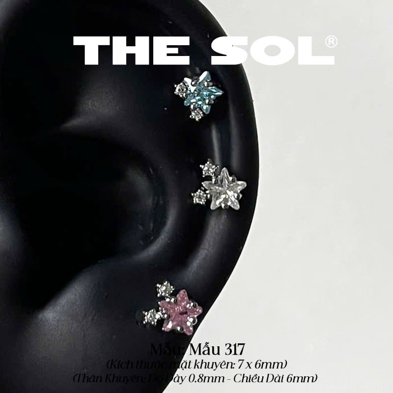  Khuyên Tai Thép Xi Mạ Bling Colour Star - Mẫu 317 