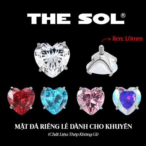  Mặt Đá Riêng Lẻ Dành Cho Khuyên Ren 1.0mm - Đá Trái Tim 