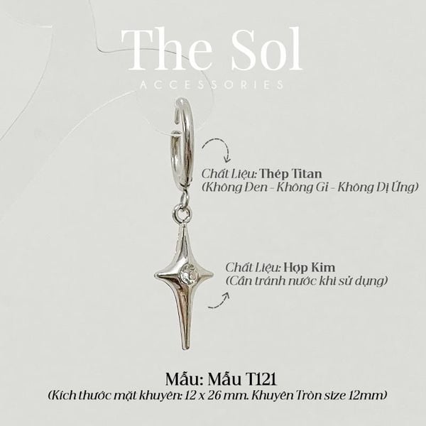  Khuyên Tai Titan Silver Star - Mẫu T121 