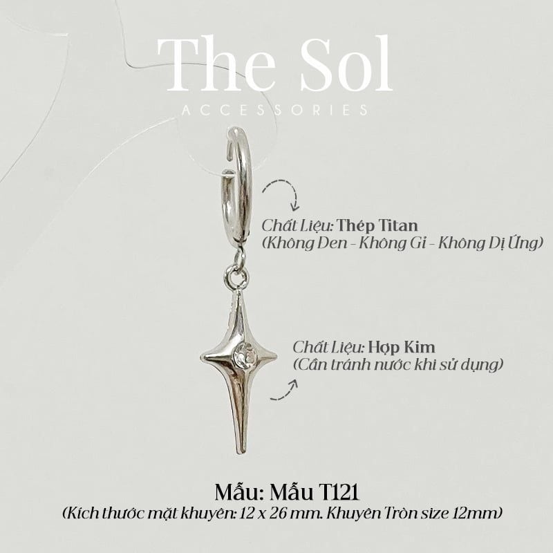  Khuyên Tai Titan Silver Star - Mẫu T121 
