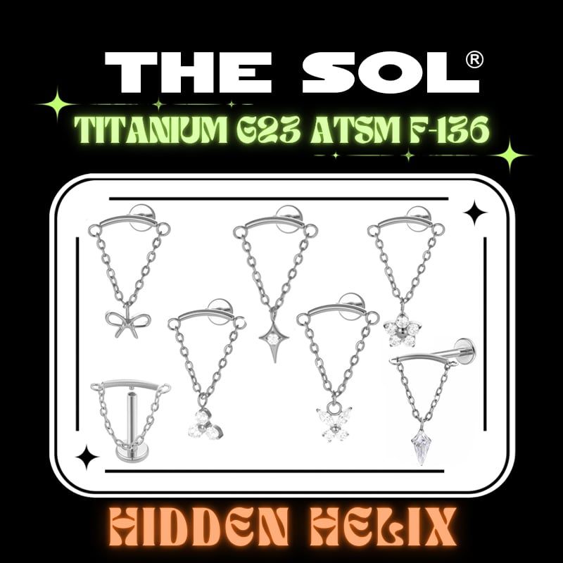  Khuyên Tai TITANIUM G23 ATSM F-136 HIDDEN HELIX 
