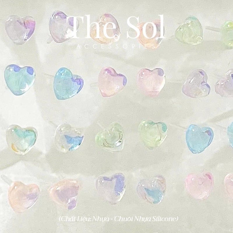  Bông Tai Nhựa Hologram Heart 