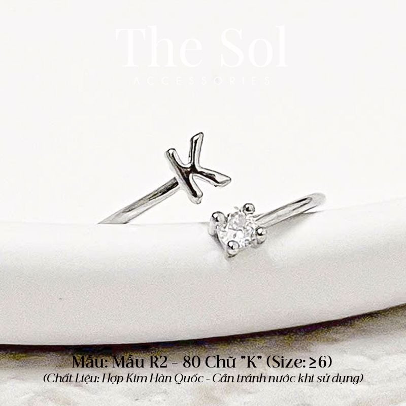  Nhẫn Hàn Quốc Diamond Letter - Mẫu R2-80 