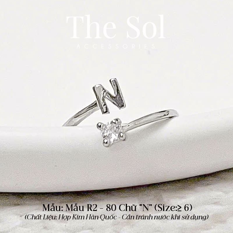  Nhẫn Hàn Quốc Diamond Letter - Mẫu R2-80 