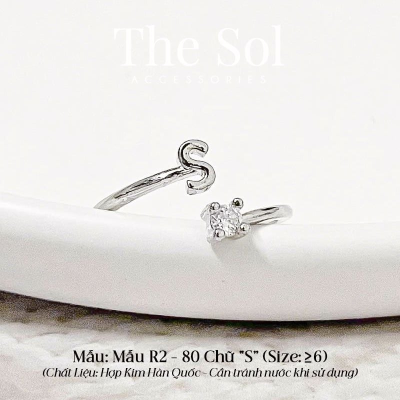  Nhẫn Hàn Quốc Diamond Letter - Mẫu R2-80 
