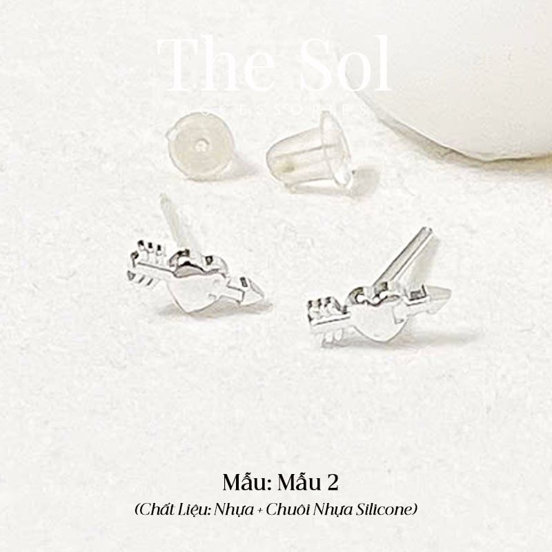  [SHOPEE] Bông Tai Nhựa Nhiều Mẫu Chuôi Su - Màu Bạc 