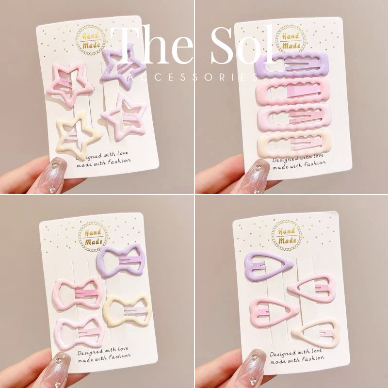  Set 4 Chiếc Kẹp Hồng Pastel Dễ Thương 