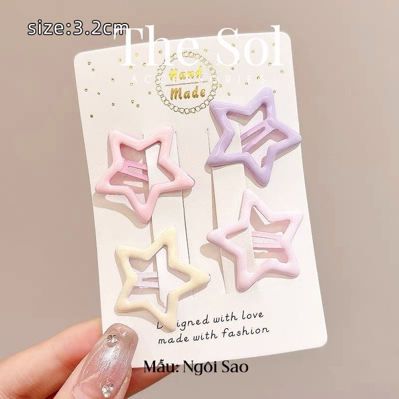  Set 4 Chiếc Kẹp Hồng Pastel Dễ Thương 