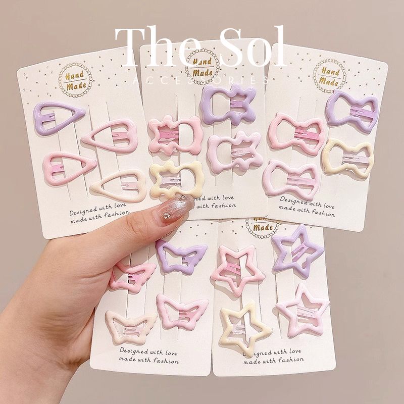  Set 4 Chiếc Kẹp Hồng Pastel Dễ Thương 