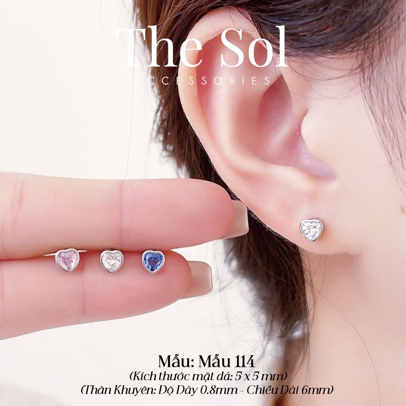  Khuyên Tai Thép Xi Mạ Dia Mini Heart - Mẫu 114 