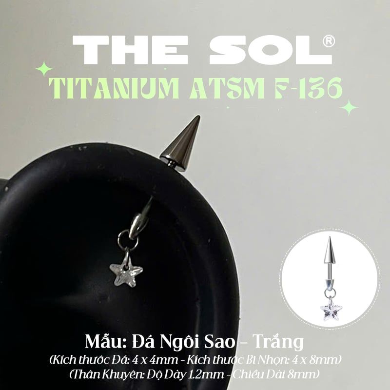  Khuyên Tai TITANIUM ATSM F-136 VERTICAL HELIX 