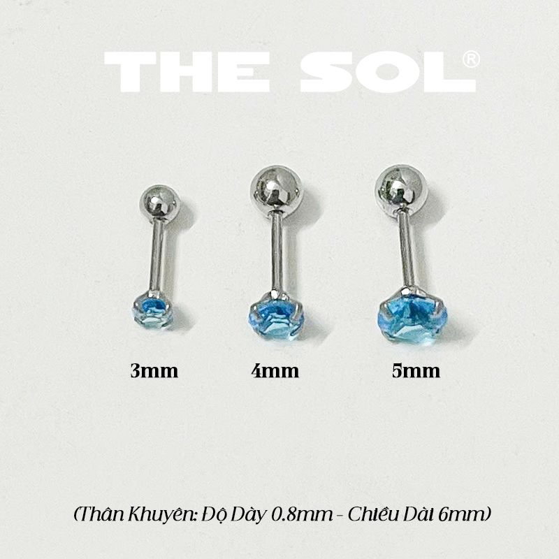  Khuyên Tai Titan The Basic Ngọc - Tròn Xanh Dương 