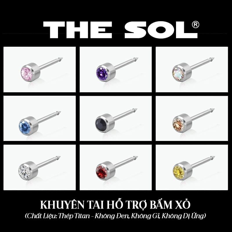  Khuyên Tai Titan Unisex Hỗ Trợ Bấm Xỏ 