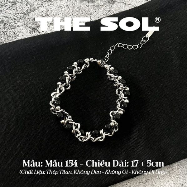  Lắc Tay Titan Unisex Black Pearl Chain - Mẫu 154 