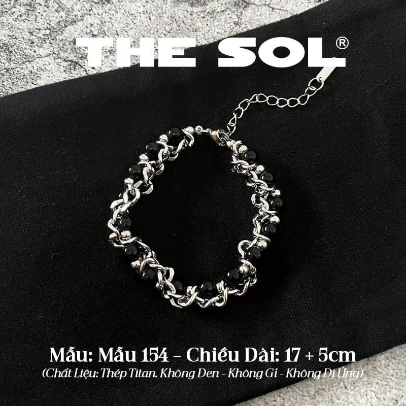  Lắc Tay Titan Unisex Black Pearl Chain - Mẫu 154 