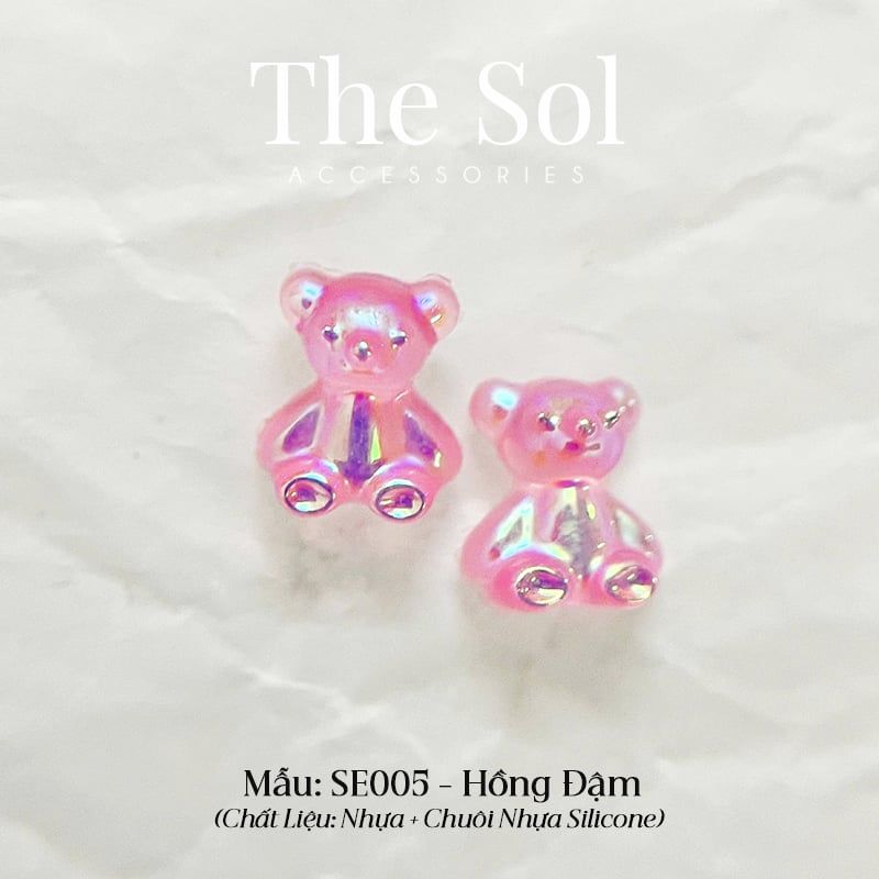  Bông Tai Nhựa Colour Teddy Bear 
