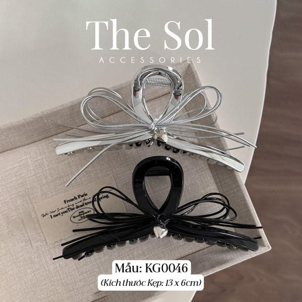  Kẹp Gắp Hàn Quốc Metal Heart On Bow 