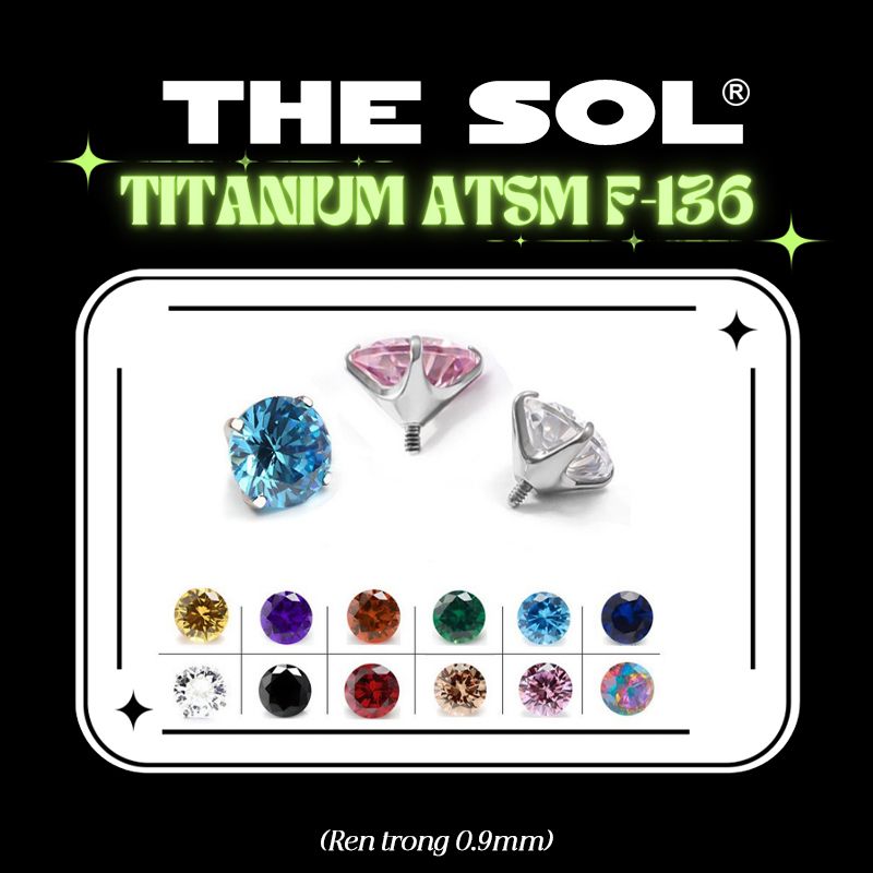  Mặt Đá Riêng Lẻ F136 Dành Cho Khuyên Ren 0.9mm 