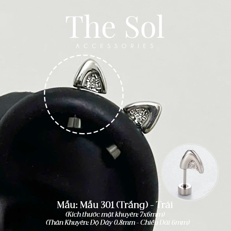  Khuyên Tai Thép Xi Mạ Cat's Ear - Mẫu 301 