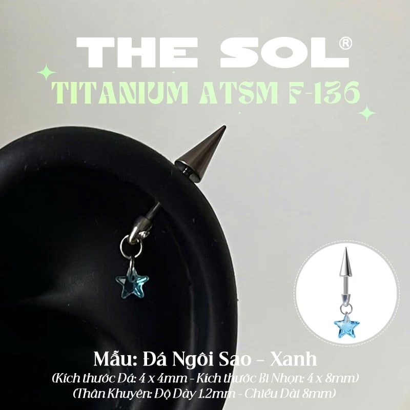  Khuyên Tai TITANIUM ATSM F-136 VERTICAL HELIX 