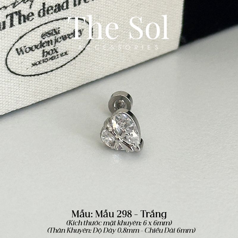  Khuyên Tai Thép Xi Mạ Cross In Heart - Mẫu 298 