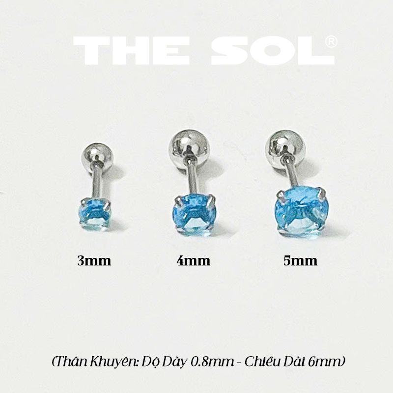  Khuyên Tai Titan The Basic Ngọc - Tròn Xanh Dương 