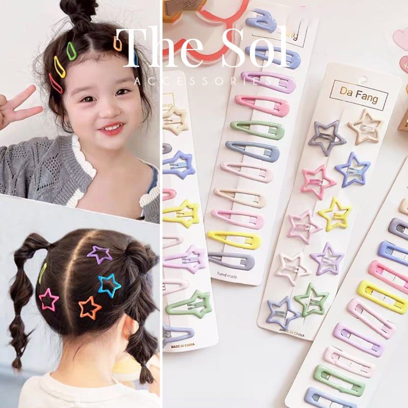  Set Kẹp Tóc Chữ Nhật Màu Sắc 