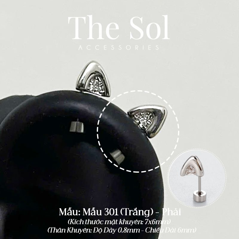  Khuyên Tai Thép Xi Mạ Cat's Ear - Mẫu 301 