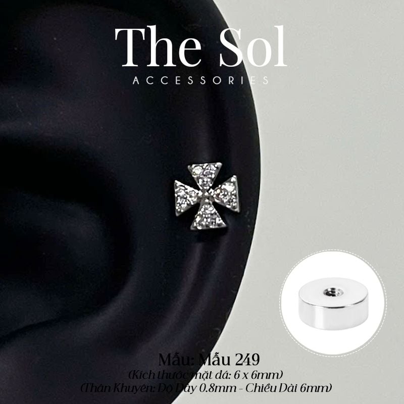  Khuyên Tai Thép Xi Mạ Chrome Heart - Mẫu 249 