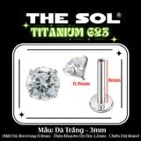  Khuyên Tai TITANIUM G23 Đính Đá Tròn Nhiều Màu 