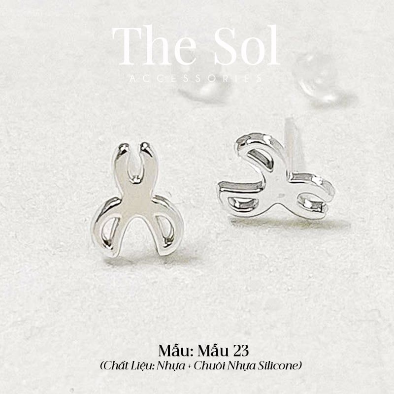  [SHOPEE] Bông Tai Nhựa Nhiều Mẫu Chuôi Su - Màu Bạc 