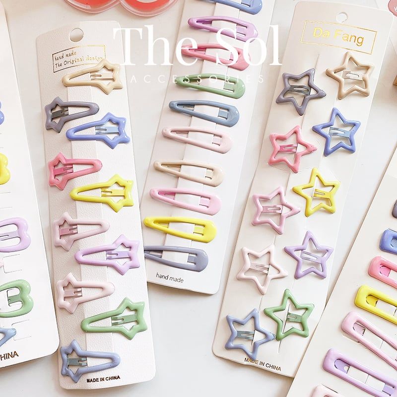  Set Kẹp Tóc Chữ Nhật Màu Sắc 
