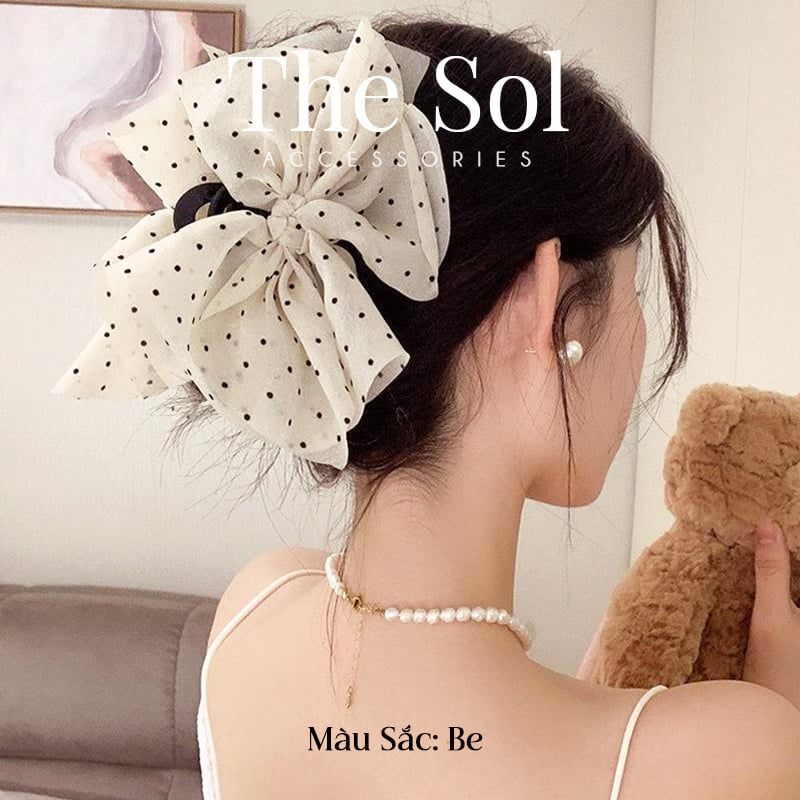  Kẹp Gắp Hàn Quốc Nơ Chấm Bi 