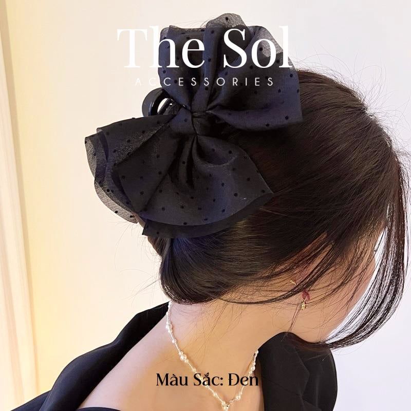  Kẹp Gắp Hàn Quốc Nơ Chấm Bi 