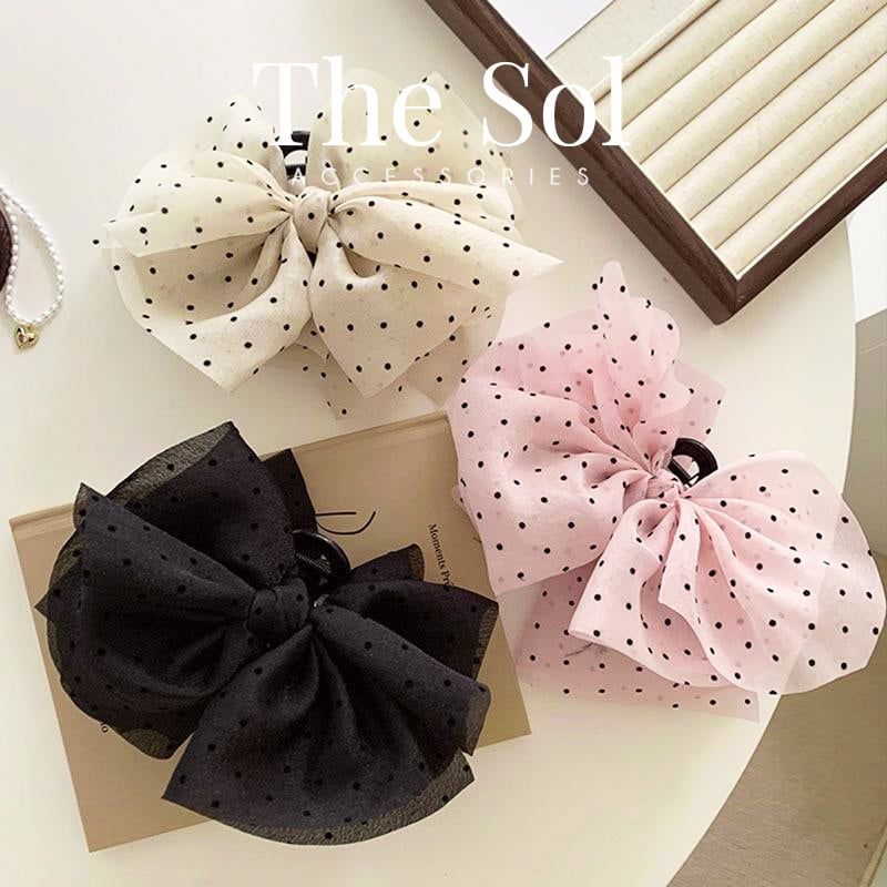  Kẹp Gắp Hàn Quốc Nơ Chấm Bi 