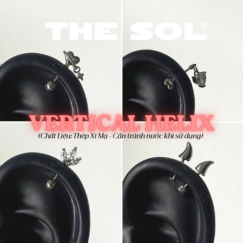  Khuyên Tai Thép Xi Mạ VERTICAL HELIX - Mẫu 216 