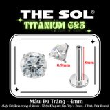  Khuyên Tai TITANIUM G23 Đính Đá Tròn Nhiều Màu 