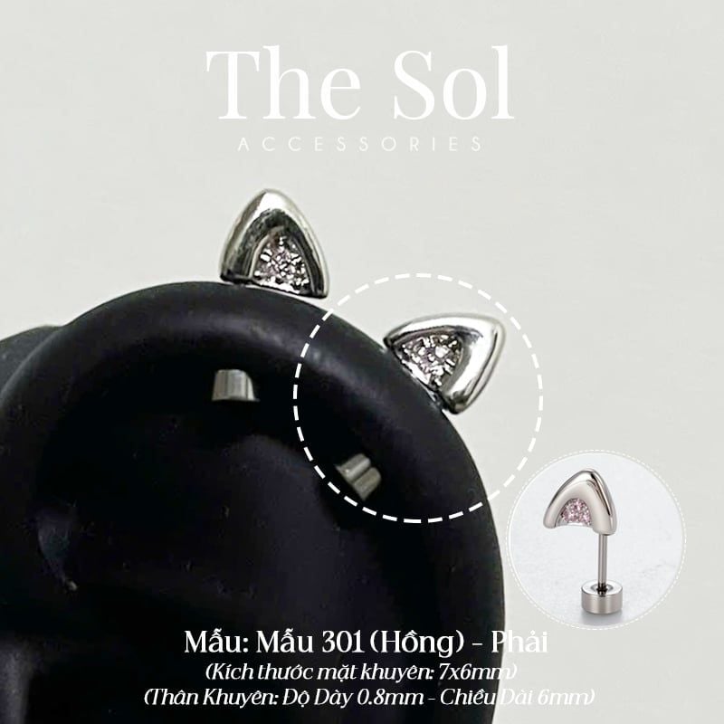  Khuyên Tai Thép Xi Mạ Cat's Ear - Mẫu 301 