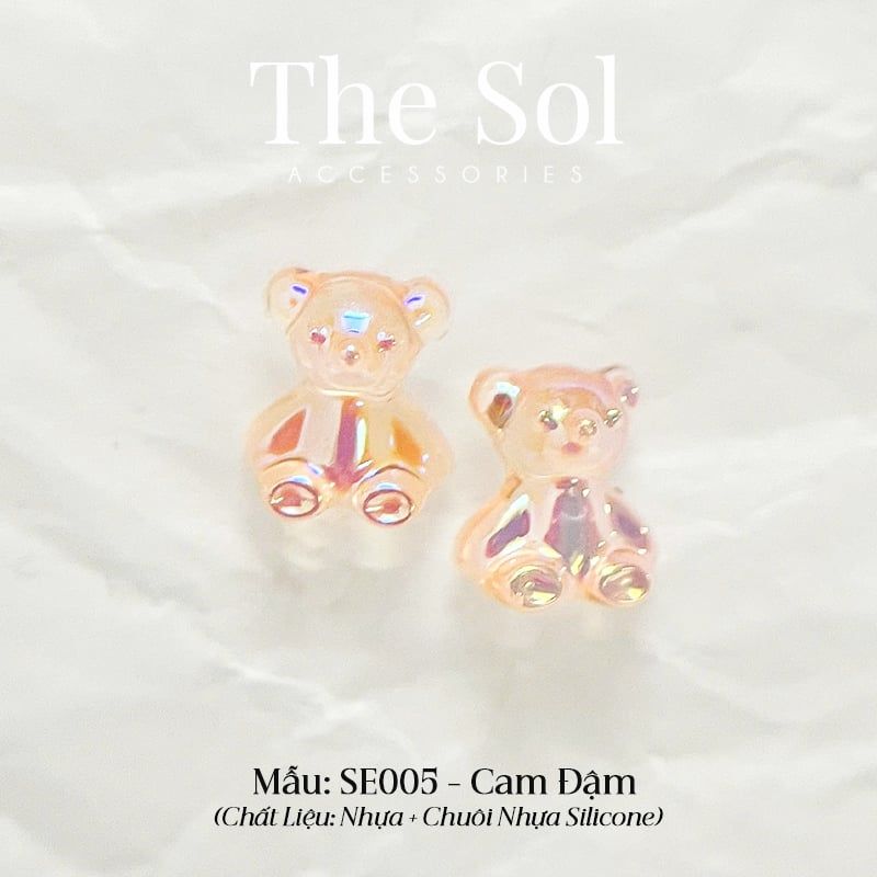  Bông Tai Nhựa Colour Teddy Bear 