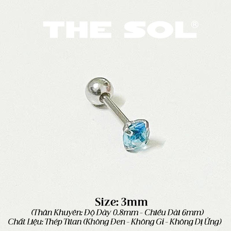  Khuyên Tai Titan The Basic Ngọc - Tròn Xanh Dương 