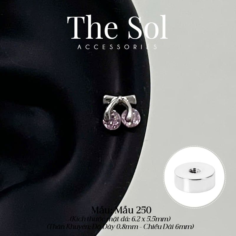  Khuyên Tai Thép Xi Mạ Mini Cherry - Mẫu 250 