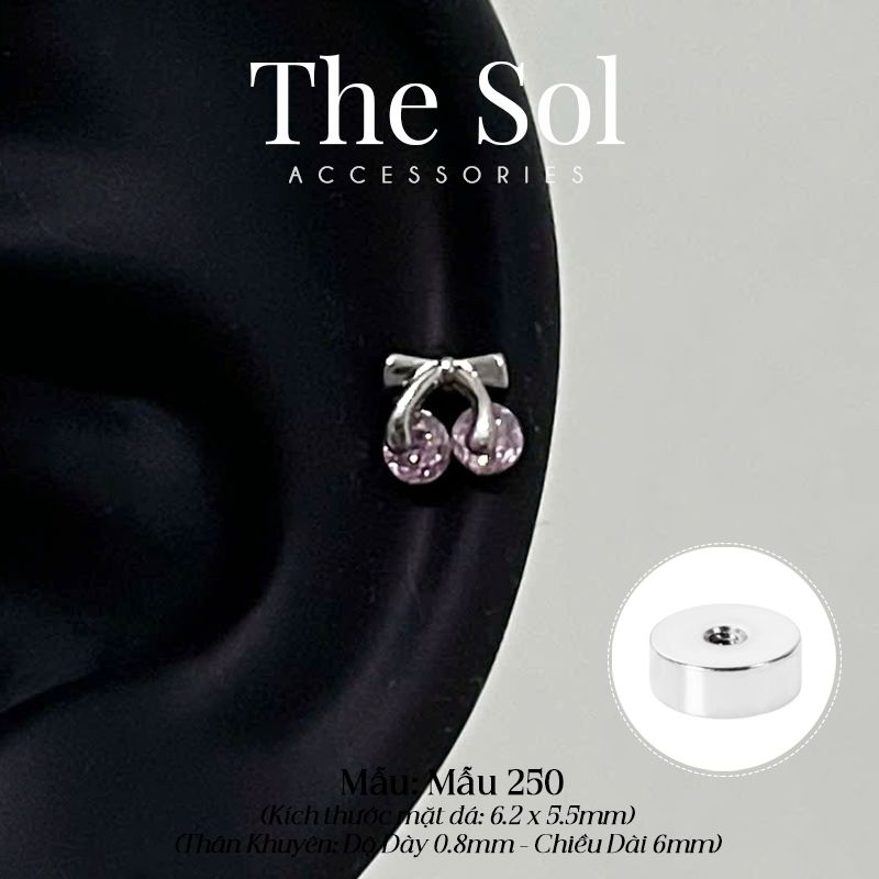  Khuyên Tai Thép Xi Mạ Mini Cherry - Mẫu 250 