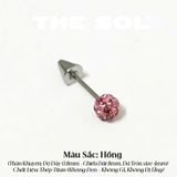  Khuyên Tai Titan Unisex Đầu Nhọn Bi Đá Tròn 